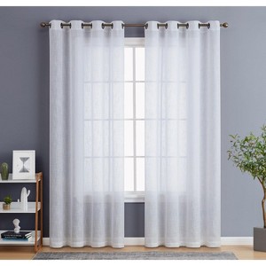 HLC.ME Abbey Faux Linen Textured Semi Sheer Privacy Light Filtering Window Grommet Thick Curtain Panels, Set of 2 - 1 of 4