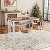 CAVINAS Bar Table and Bar Stools Set of 3, 2 Dining Benches and 1 Dining Table, Counter Height Table Chair Set for Kitchen, Dining Room - 2 of 4