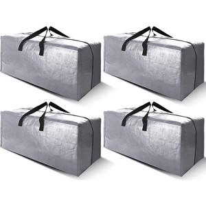 4 Pack Heavy Duty Extra Large Moving Bags with Backpack Straps - Strong Handles & Zippers, Storage Totes  (X-Large-Set of 4, Silver - 1 of 1