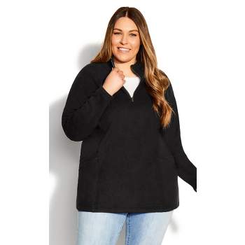 Women's Plus Size Polar Fleece Pocket Tunic - black | AVENUE