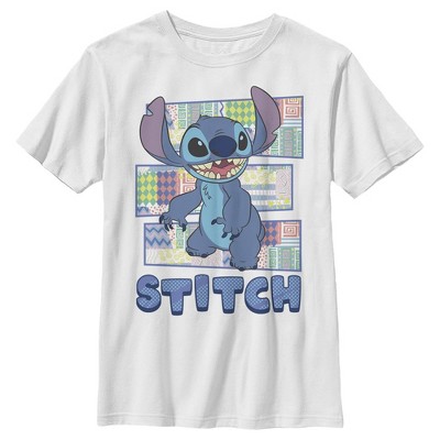 Boy's Lilo & Stitch Retro Pattern Panels T-shirt - White - Large : Target