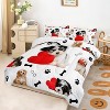 Cute Dog & Love Comforter Set,Cartoon Paw and Bone Print Bedding Home Decor,Pet Puppy White,1Comforter+2PillowCover - 3 of 4