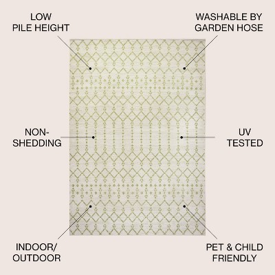 Boho-Chic Moroccan Geometric 5' x 7' Black Synthetic Area Rug