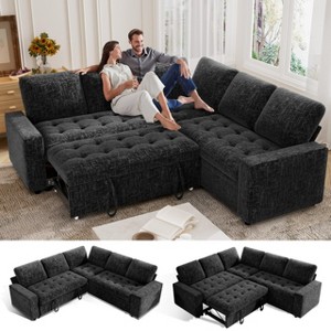 Dyonery 85" Modular Sectional Sofa with Pull Out Bed, Chenille L Shaped 5 Seat Couch with USB Ports, Adjustable Backrest & Storage - 1 of 4
