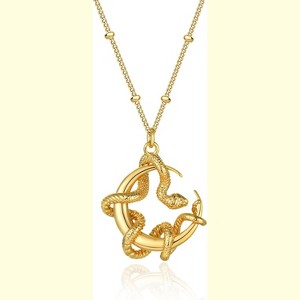 14K Gold Plated Snake Pendant Necklace for Women - Dainty Animal Charm Jewelry - 1 of 4