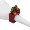 Saro Lifestyle Cheerful Square Beaded Napkin Ring (Set of 4), Red - 3 of 4