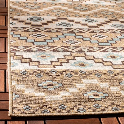 Veranda Blue and Brown Floral Synthetic Area Rug