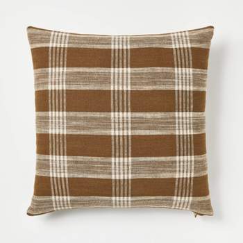 Woven Plaid Square Throw Pillow with Zipper Pull - Threshold™ designed with Studio McGee