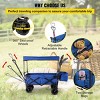 YONWAY Large Collapsible Garden Cart with Removable Canopy, 300LB Capacity Folding Wagon with 360° Wheels & Storage,for Camping Shopping Beach,Blue - 4 of 4