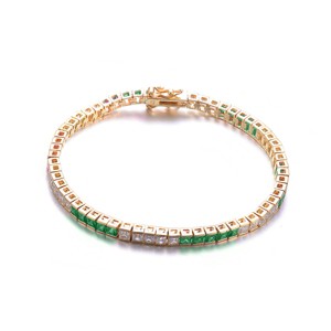 Guili Sterling Silver Tennis Bracelet with CZ in Green, Yellow, or Blue—Elegant, Radiant, and Timeless for Any Occasion. - 1 of 3