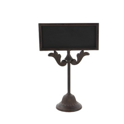 Rustic Brown Iron Chalkboard Stand with Pedestal Base