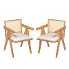 NicBex Set of 2 Mid Century Rubber Wood Arm/Armless Dining Chairs with Rattan Backrest,Farmhouse Accent Chairs for Dining Room,Kitchen - 2 of 4