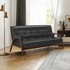 Costway 3-Seater Sofa PU Leather Sofa Couch w/ Rubber Wood Legs & Button Tufted Back - 2 of 4