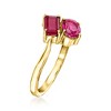 Ross-Simons 0.80 Carat Ruby and .70 Carat Pink Topaz Toi Et Moi Ring in 14kt Yellow Gold - 3 of 4