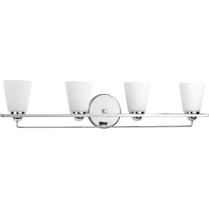 Progress Lighting Flight 4-Light Bath Vanity Polished Chrome Glass Shade Included - 1 of 4