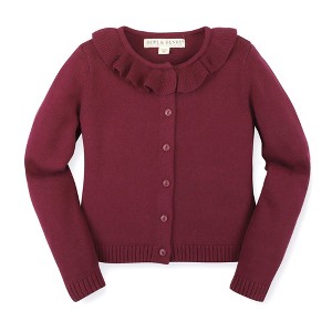 Hope & Henry Girls'  Cotton Long Sleeve Ruffle Collar Cardigan Sweater, Infant - 1 of 4