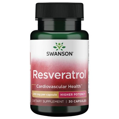 Swanson Ultra Resveratrol Higher-Potency Vitamin Supplement, Supports Cellular Longevity, Immune & Cardiovascular Health, 30 Capsules