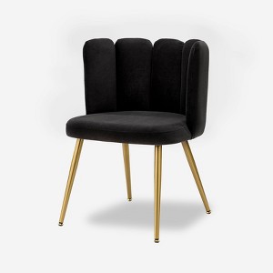 Barbara Velvet Vanity Stool for Makeup Room, Moden Accent Side Chairs for Living Room with Golden Metal Legs | Artful Living Design-Grey - 1 of 4