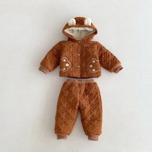MyKids-USA Winter Infant Baby Teddy Paws Pattern Long Sleeves Coat With Thick Pants Cute Sets - 1 of 4