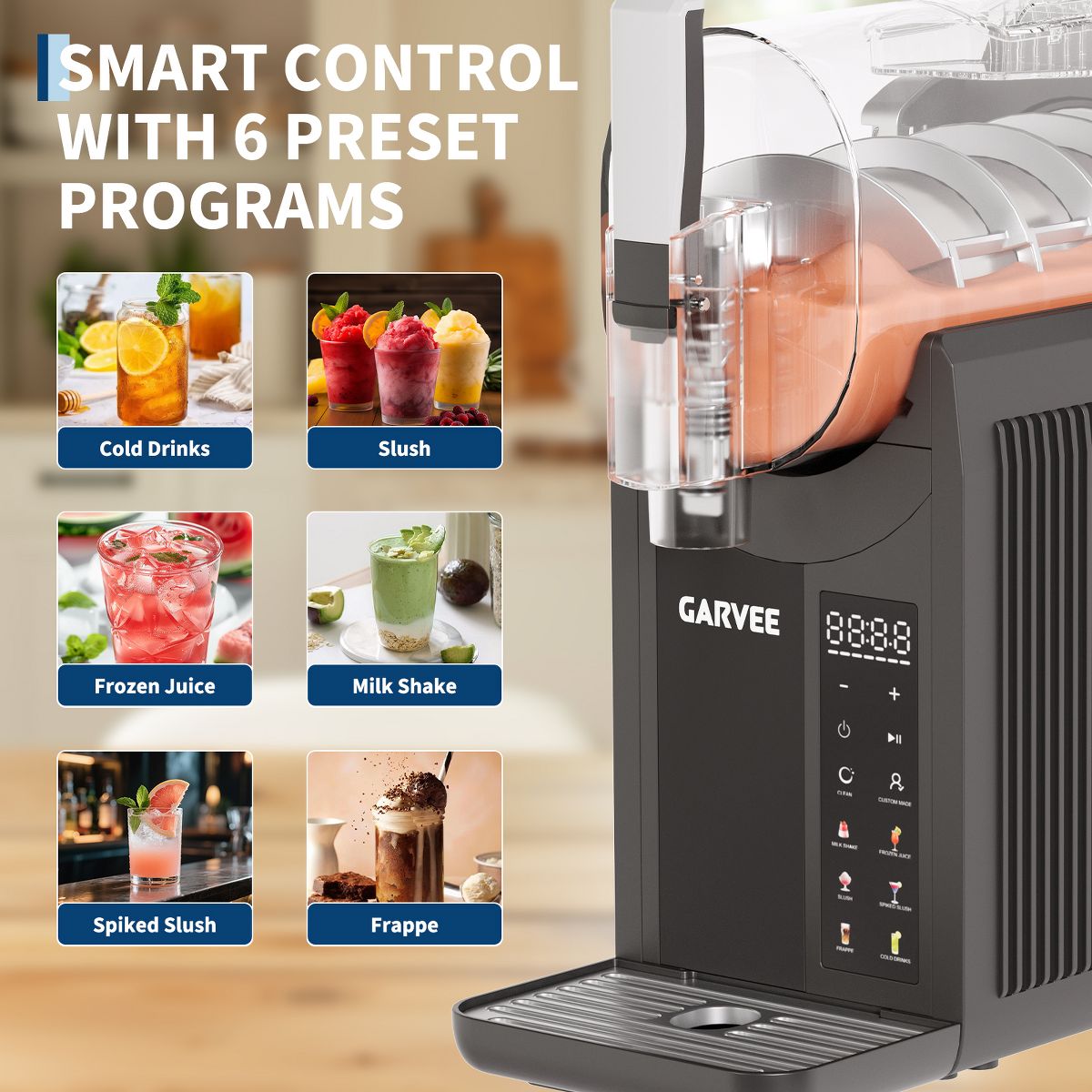 Garvee Frozen Slushy Drink Machine for Home & Parties - Make Margaritas, Frappés & Smoothies, Durable ABS - thumbnail 2
