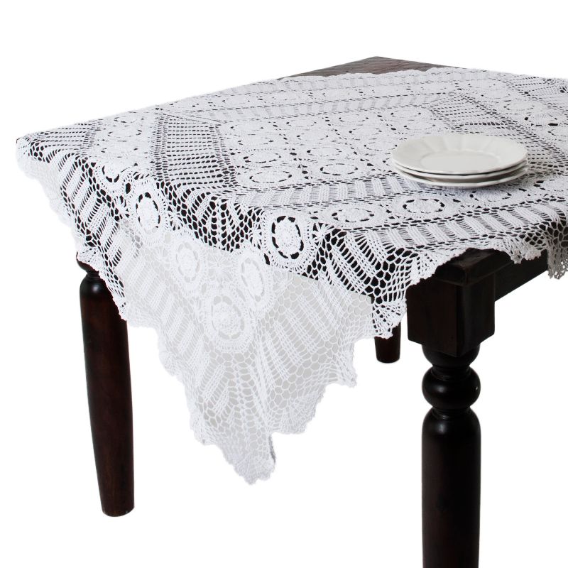 Saro Lifestyle Handmade Crochet Cotton Lace Table Linens, 1 of 4