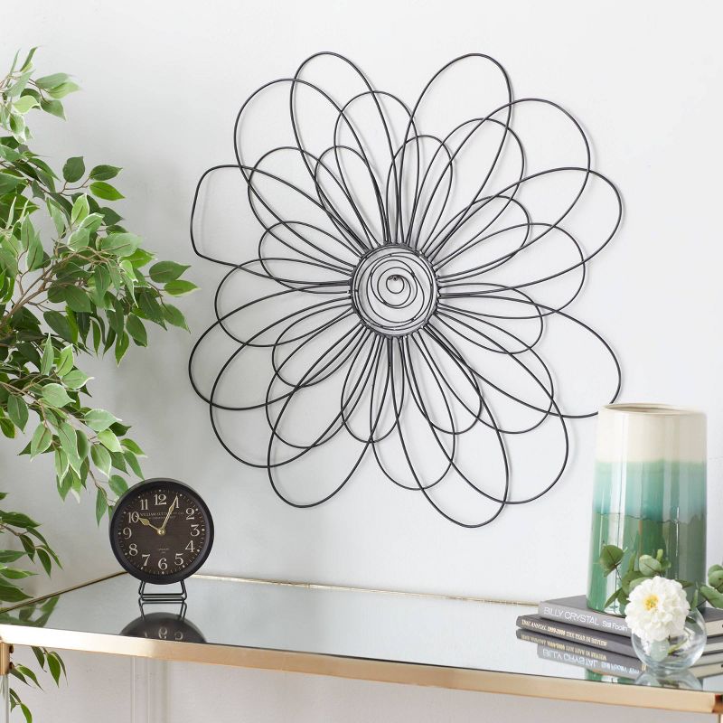 29&#34; x 29&#34; Metal Floral 3D Wire Wall Decor with Crystal Embellishments Black - Olivia &#38; May, 1 of 7