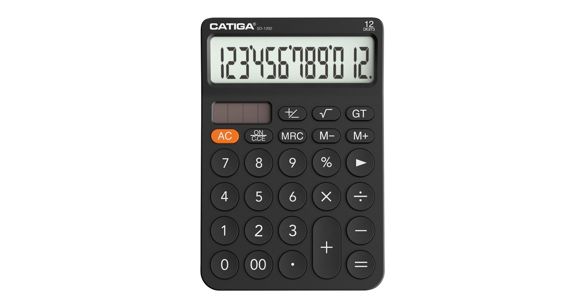 CATIGA 12-Digit Desktop Calculator, Large LCD, Big Buttons, Solar & Battery Dual Power, Standard Functions for Office, Home, School - SD-1292
