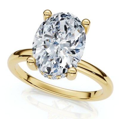Pompeii3 2 1/10Ct Oval Diamond Side Halo Engagement Ring 14k Gold or Platinum Lab Created