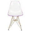 LeisureMod 5-Piece Dining Set with 35" Round Dining Table in White Iron Pedestal Base and 4 ABS Plastic Side Chair with Gold Base - 4 of 4