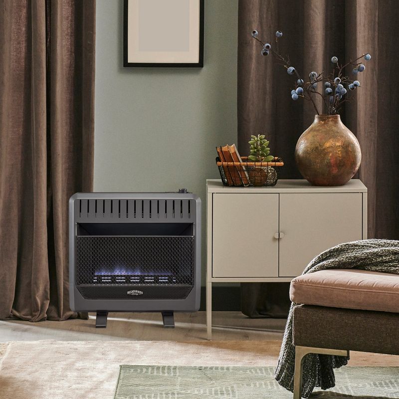 Bluegrass Living 30,000 BTU Heats 1,400 Square Feet Propane Gas Ventless Blue Flame Space Heater with Thermostat Blower, Wall Mounting, and Base Feet, 5 of 7