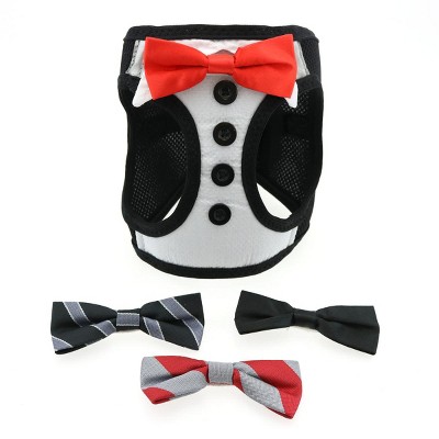Doggie Design American River Ultra Choke Free Dog Harness - Tuxedo with 4 Interchangeable Bows