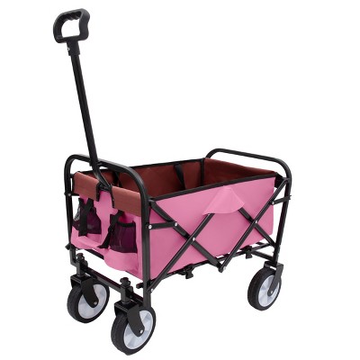 YONWAY Foldable Wagon Cart with Strapping System, Beach Wagon, Utility Cart,for Camping Shopping Sports Gardening Fishing Supports 225 Lbs