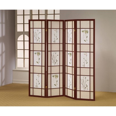 4 Panel Folding Shoji Room Divider Screen with Pine Wood Frame 3 Style US