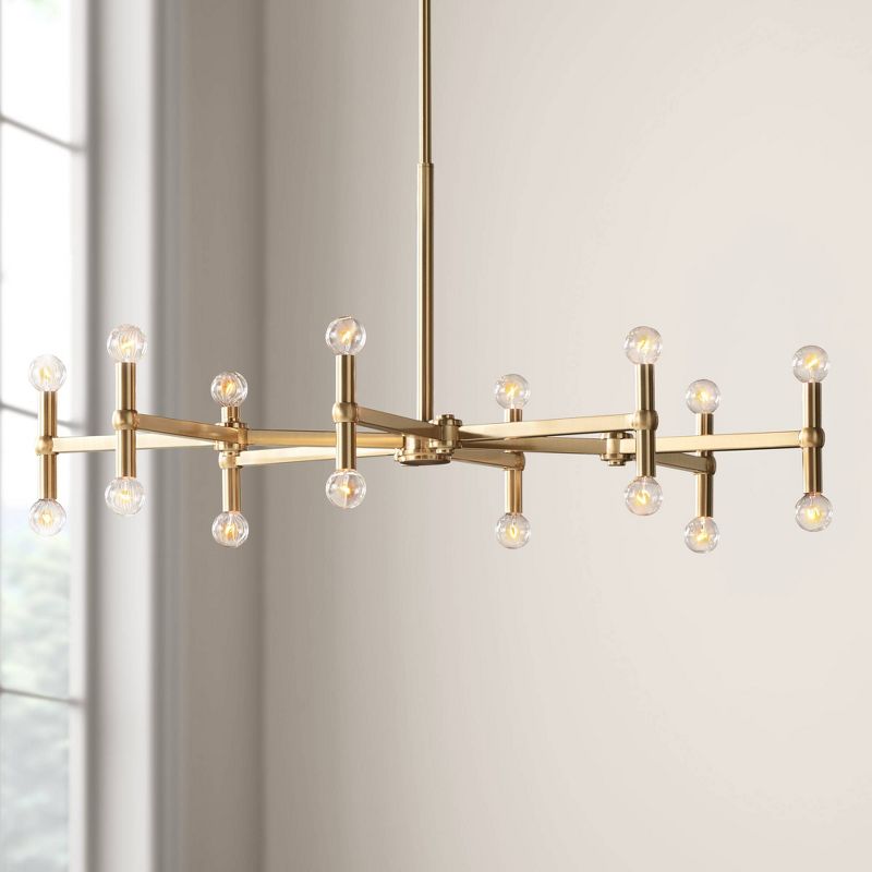 Possini Euro Design Marya Satin Brass Chandelier 37" Wide Modern 24-Light Fixture for Dining Room House Foyer Kitchen Island Entryway Bedroom Home, 2 of 10