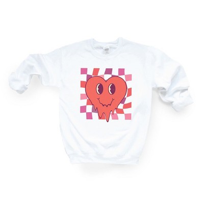 Simply Sage Market Women's Graphic Sweatshirt Melting Heart Checkered