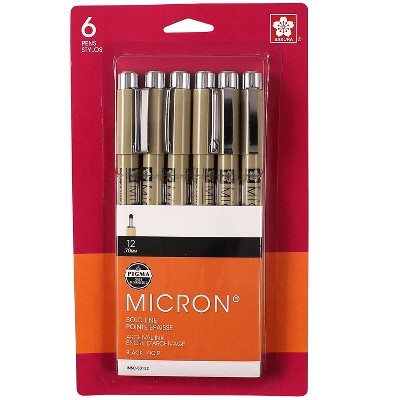 Sakura Pigma Micron Pens Black 6/Pack (SAK50132)