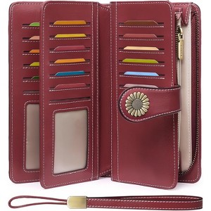 Wikineon Women's Leather Credit Card Holder Wristlet - RFID Blocking Technology for Identity Protection, Large Capacity Design Holds Cards - 1 of 4