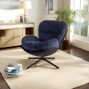 CAVINAS Chenille Swivel Accent Chair with High Backrest and Metal Base,Upholstered Swivel Living Room Chairs,Reading Chairs for Living Room - 1 of 4