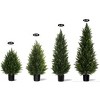 2/3/4/5FT Artificial Cedar Topiary Tree – Faux Evergreen Plant in Black Pot for Indoor Outdoor Decor, UV-Resistant - 2 of 4