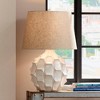 Possini Euro Design Cosgrove Modern Mid Century Table Lamp 26 1/2" High White Glazed Ceramic Light Brown Linen Drum Shade for Bedroom Living Room Home - 2 of 4