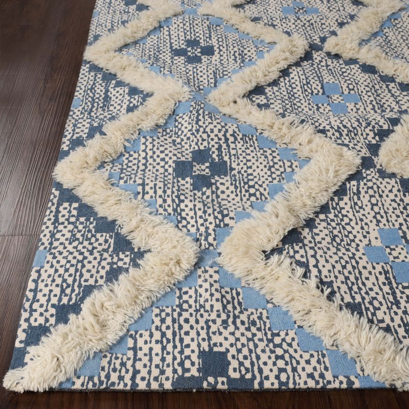 Hand-Tufted Printed Diamond Geometric Cotton-Wool Blend Indoor Area Rug by Blue Nile Mills, 3 of 10