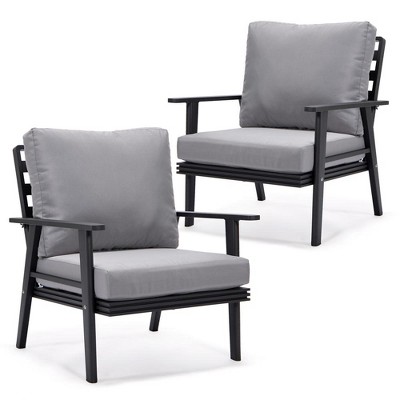 Leisuremod Walbrooke Polyester Modern Outdoor Armchair With Black ...