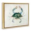 Stupell Industries Blue Sea Crab Over Beige Soft Watercolors Floating Frame Canvas Art - 2 of 4
