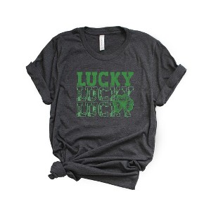 Simply Sage Market Women's Bold Green Lucky Stacked Short Sleeve Graphic Tee - 1 of 3
