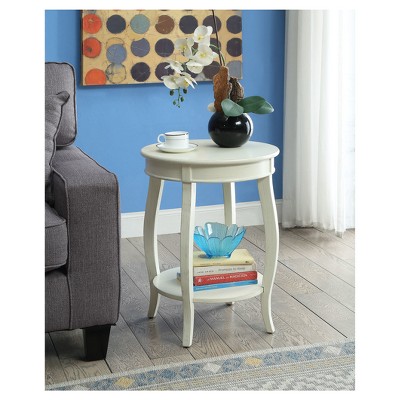 Aberta Round Off-White Wood End Table