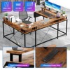 U Shaped Computer Gaming Desk with Monitor Stand and LED Lights - 4 of 4