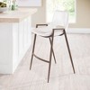 Faux Wood Steel Frame Counter Stool, 35.6"H White Faux Leather Seat with Arms, Set of 2 By Zuo Modern - 2 of 4