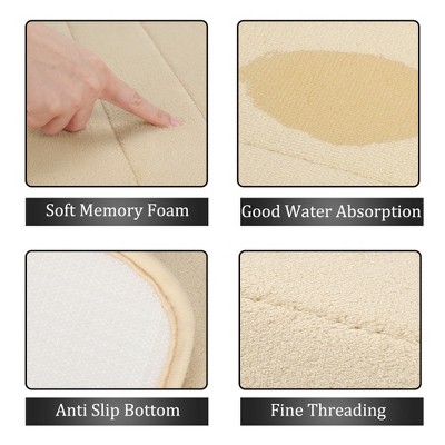 Beige Memory Foam Non-Slip Bath Runner Rug
