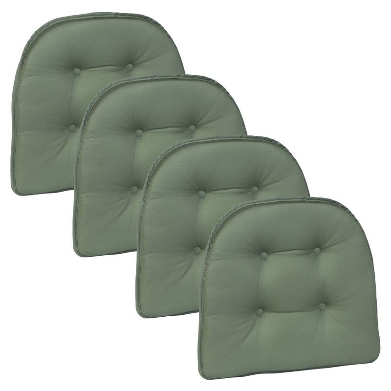Gripper 15&#34; x 16&#34; Non-Slip Twill Tufted Chair Cushions Set of 4 - Celedon Green, 2 of 4