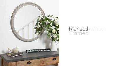 Elegant 28" Distressed Gray Circular Wood Wall Mirror